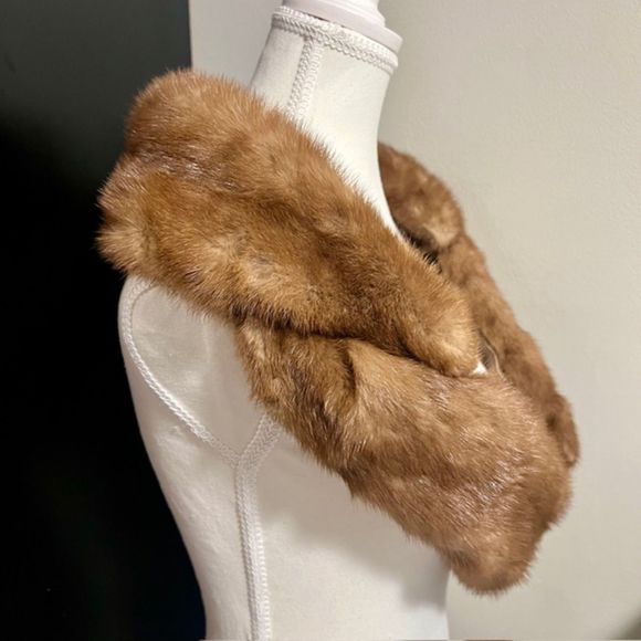 Vintage Rosheks du buque Womens Brown Mink Fur Wrap Scarf - Picture 5 of 11
